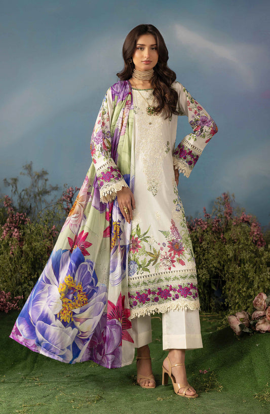 Butterfly by Riaz Arts Luxury Embroidered Lawn Unstitched 3 Piece Suit - D-08 - RA26BTR - Multi - Summer Collection