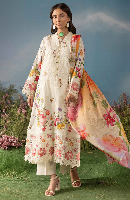 Butterfly by Riaz Arts Luxury Embroidered Lawn Unstitched 3 Piece Suit - D-01 - RA26BTR - Multi - Summer Collection