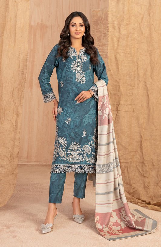Cassa by Tawakkal Fabrics Embroidered Dhanak Unstitched 3 Piece Suit - D-5402 - TF25CASA - Blue - Winter Collection
