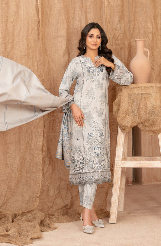 Cassa by Tawakkal Fabrics Embroidered Dhanak Unstitched 3 Piece Suit - D-5399 - TF25CASA - Grey - Winter Collection