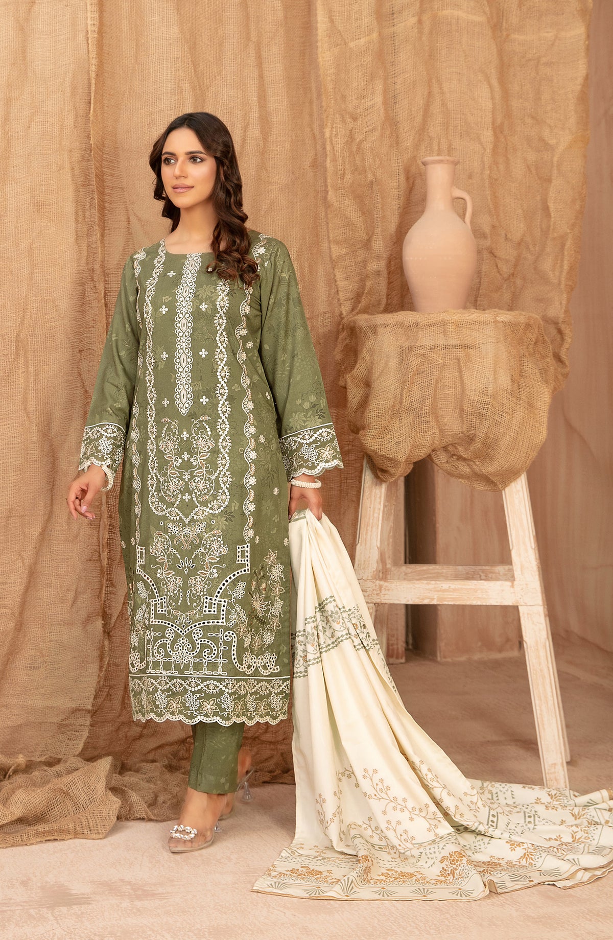 Cassa by Tawakkal Fabrics Embroidered Dhanak Unstitched 3 Piece Suit - D-5398 - TF25CASA - Green - Winter Collection
