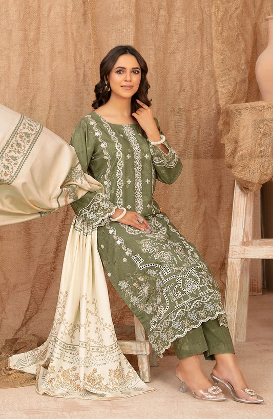 Cassa by Tawakkal Fabrics Embroidered Dhanak Unstitched 3 Piece Suit - D-5398 - TF25CASA - Green - Winter Collection