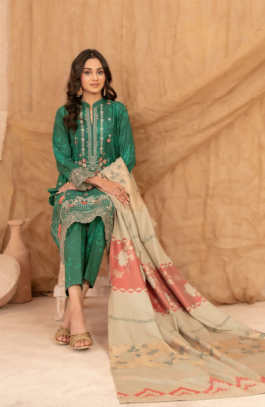 Cassa by Tawakkal Fabrics Embroidered Dhanak Unstitched 3 Piece Suit - D-5396 - TF25CASA - Green - Winter Collection