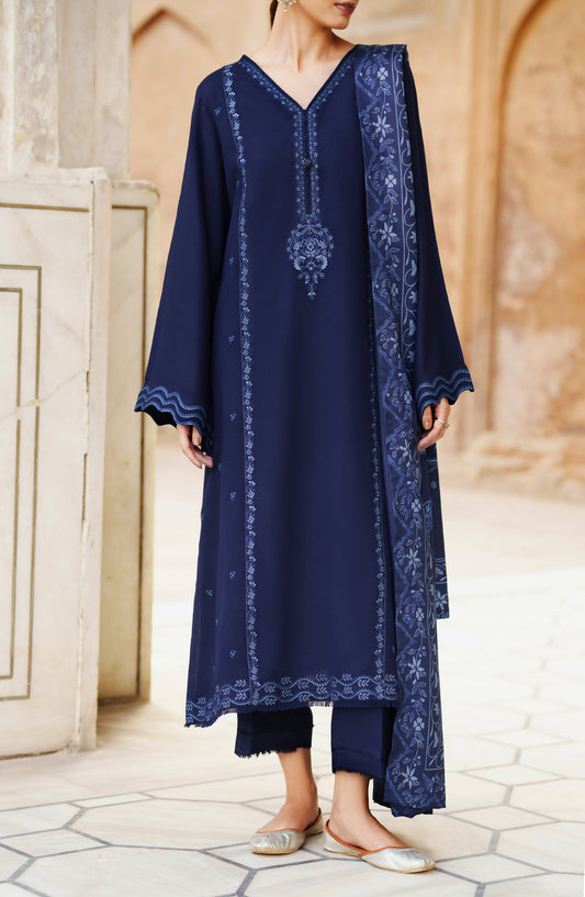 Casual Lite Moksha Embroidered Silk Karandi Stitched 3 Piece Suit - D-07 DELARA - CL26MK - Blue - Winter Collection