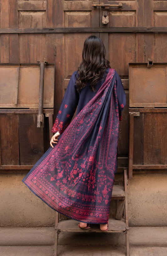 Casual Lite Bazaar Embroidered Stitched 3 Piece Suit - Zareen Noor - CL26BZH - Blue - Casual Collection