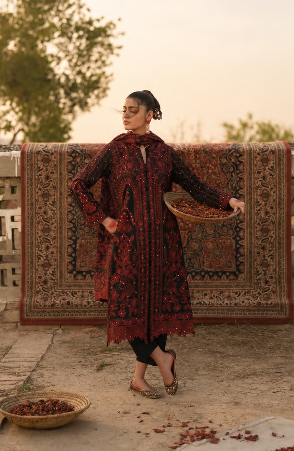Casual Lite HER Summer Embroidered Cotton Lawn Stitched 3 Piece Suit - Aurevine - CL26HER - Black - Festive Collection