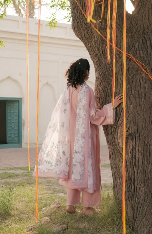 Casual Lite HER Summer Embroidered Cotton Lawn Stitched 3 Piece Suit - Petaline - CL26HER - Pink - Festive Collection