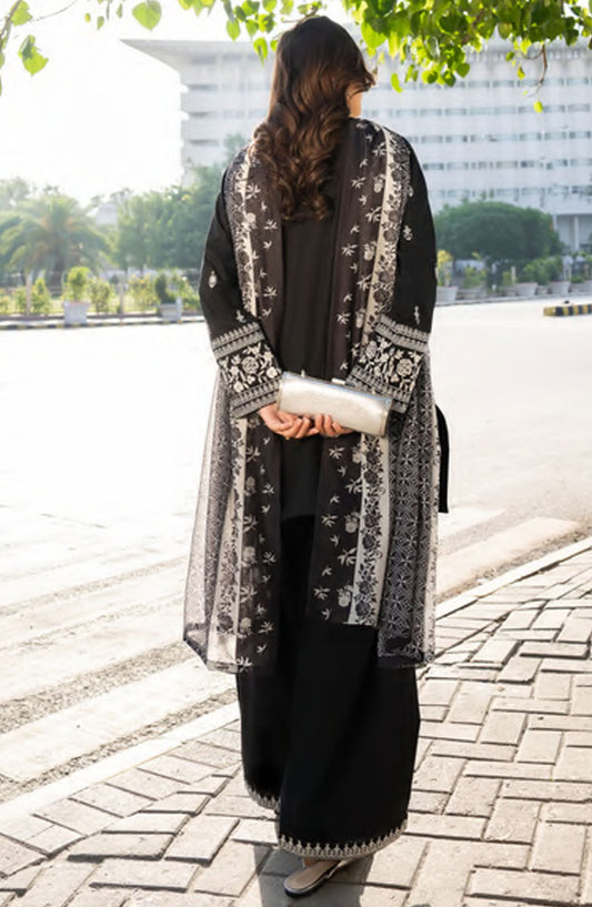 Casual Lite Embroidered Lawn Stitched 3 Piece Suit - Striking Black - CL25MNCD1 - Black - Summer Collection