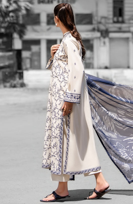Casual Lite Embroidered Lawn Stitched 3 Piece Suit - Soft Ivory - CL25MNCD1 - Off White - Summer Collection