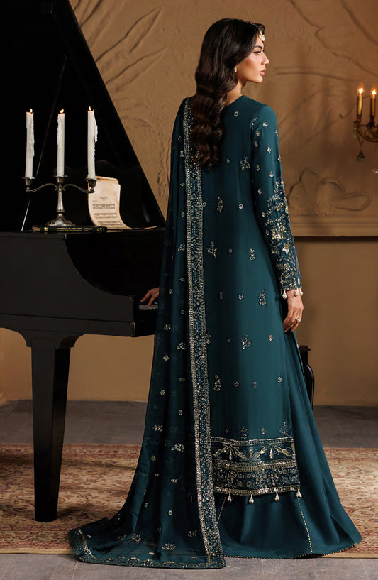 Celeste by Emaan Adeel Embroidered Chiffon Unstitched 3 Piece Suit - 08 Asteria - ED26CLS - Teal - Festive Collection