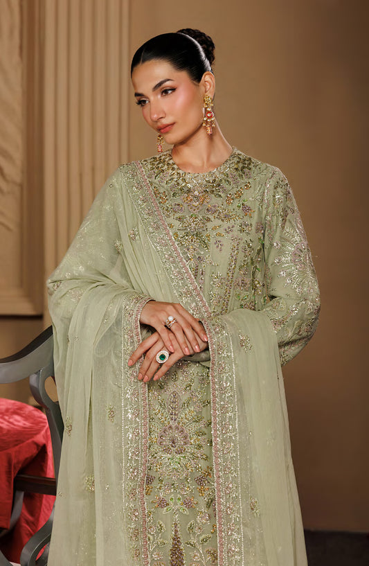 Celeste by Emaan Adeel Embroidered Chiffon Unstitched 3 Piece Suit - 07 Elara - ED26CLS - Green - Festive Collection