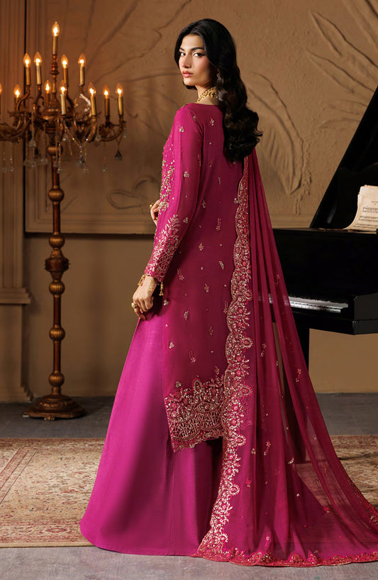 Celeste by Emaan Adeel Embroidered Chiffon Unstitched 3 Piece Suit - 06 Ember - ED26CLS - Pink - Festive Collection