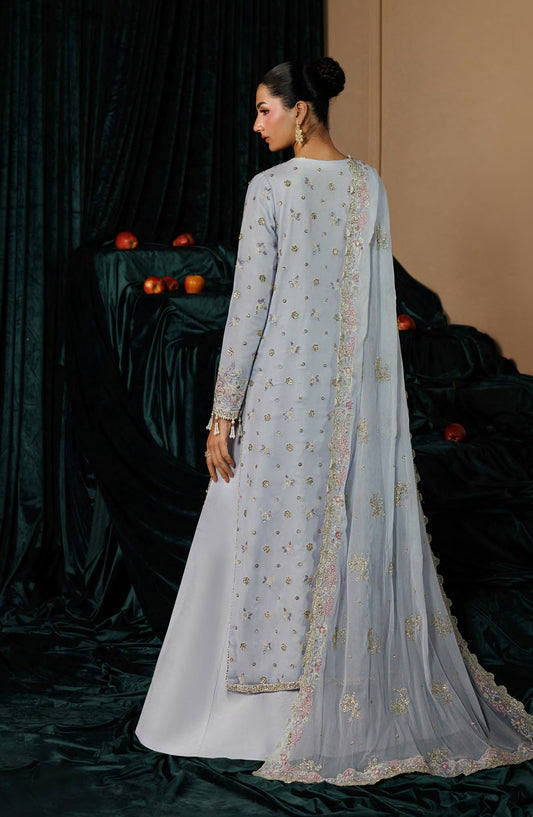 Celeste by Emaan Adeel Embroidered Chiffon Unstitched 3 Piece Suit - 05 Selene - ED26CLS - Sky Blue - Festive Collection