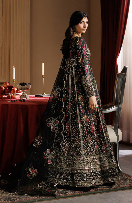 Celeste by Emaan Adeel Embroidered Chiffon Unstitched 3 Piece Suit - 04 Ash - ED26CLS - Black - Festive Collection