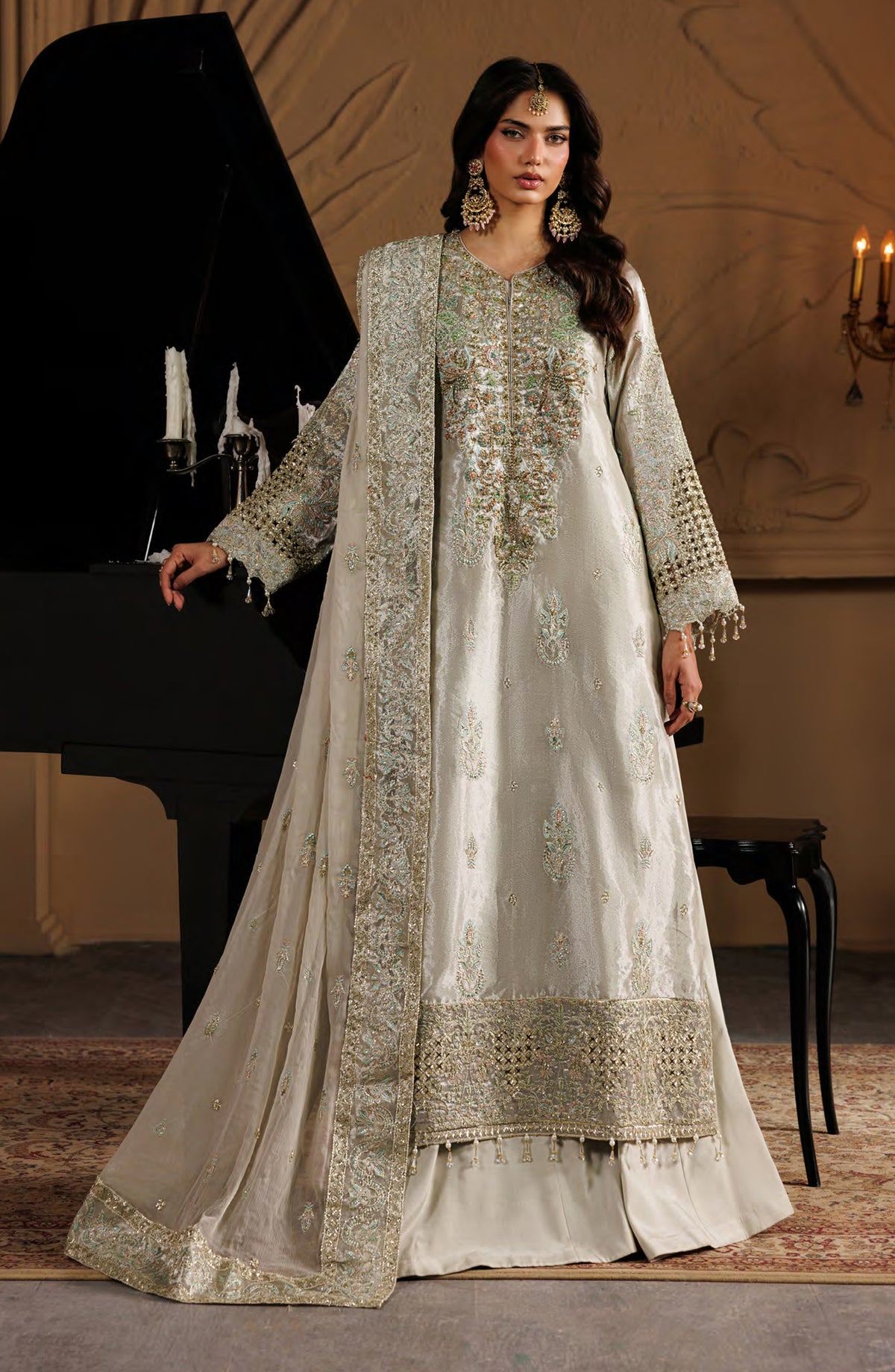 Celeste by Emaan Adeel Embroidered Missouri Unstitched 3 Piece Suit - 03 Jewel - ED26CLS - Silver - Festive Collection