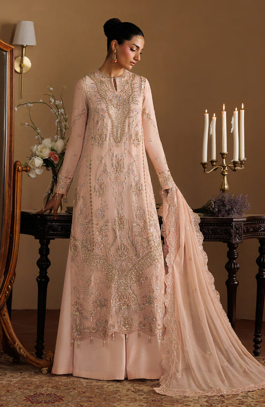 Celeste by Emaan Adeel Embroidered Chiffon Unstitched 3 Piece Suit - 01 Reverie - ED26CLS - Pink - Festive Collection