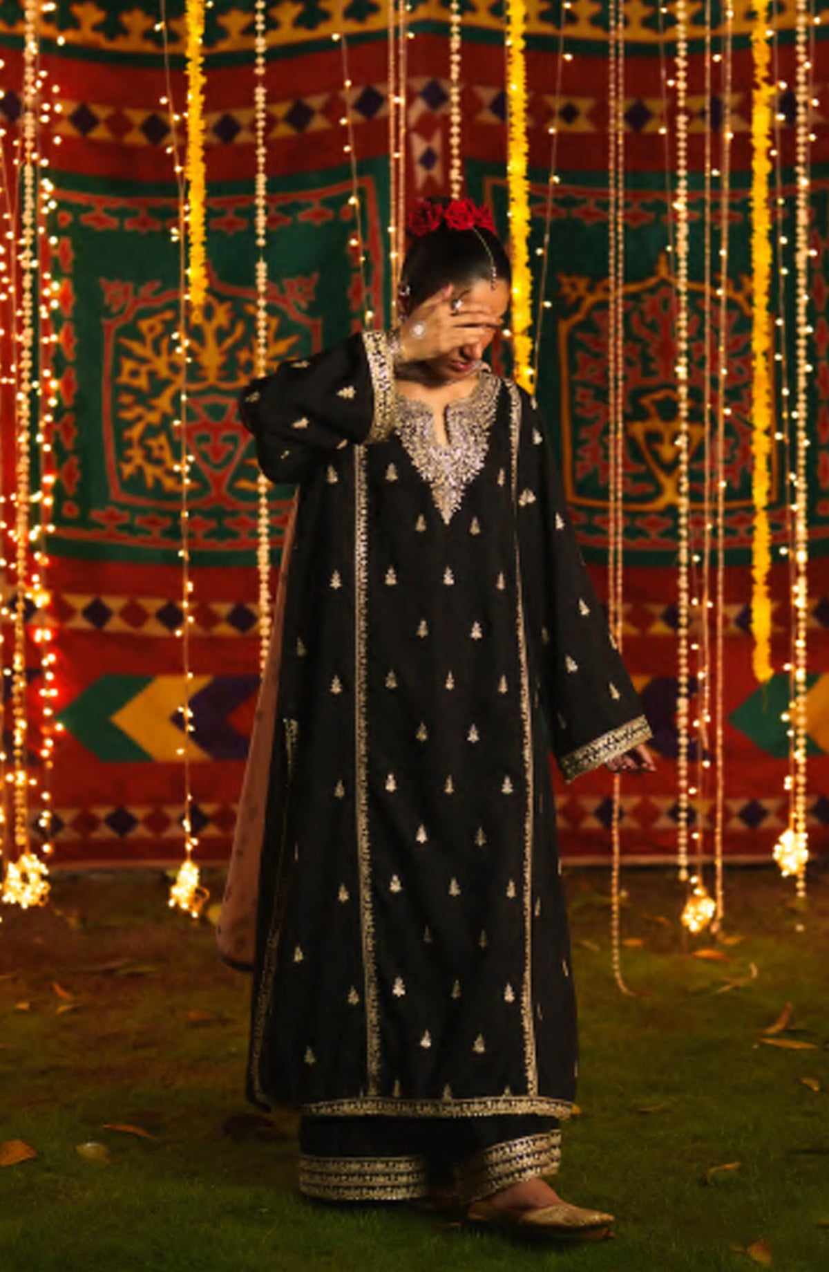 Chand Baali by Casual Lite Embroidered Silk Viscose Stitched 3 Piece Suit - 06 Noor-e-Shab - CL26CND - Black - Festive Collection