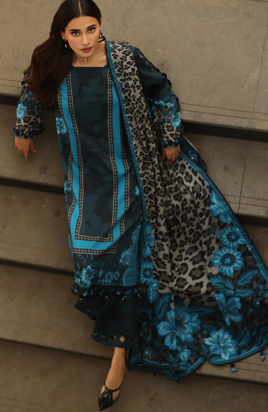 Charizma C-Prints Printed Staple Unstitched 3 Piece Suit - CPW5-18 - CHZ25CW - Blue - Winter Collection