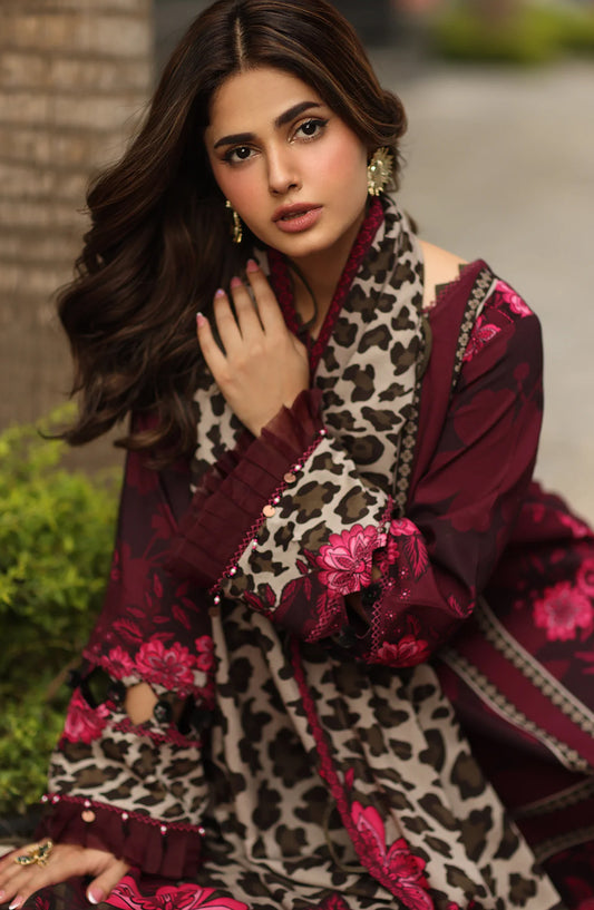 Charizma C-Prints Printed Staple Unstitched 3 Piece Suit - CPW5-16 - CHZ25CW - Maroon - Winter Collection