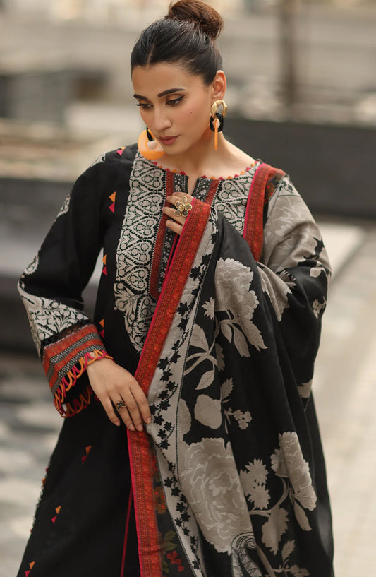 Charizma C-Prints Printed Staple Unstitched 3 Piece Suit - CPW5-15 - CHZ25CW - Black - Winter Collection