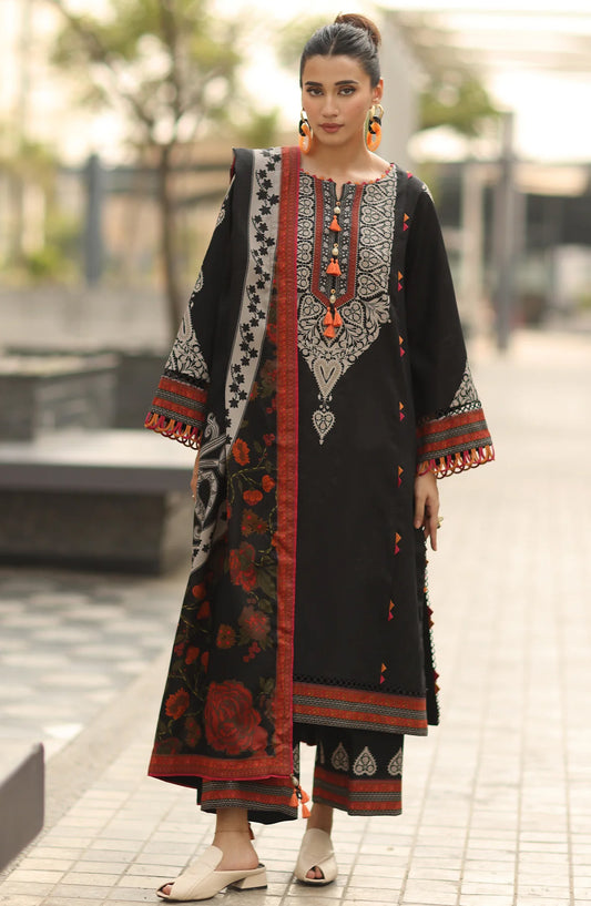 Charizma C-Prints Printed Staple Unstitched 3 Piece Suit - CPW5-15 - CHZ25CW - Black - Winter Collection