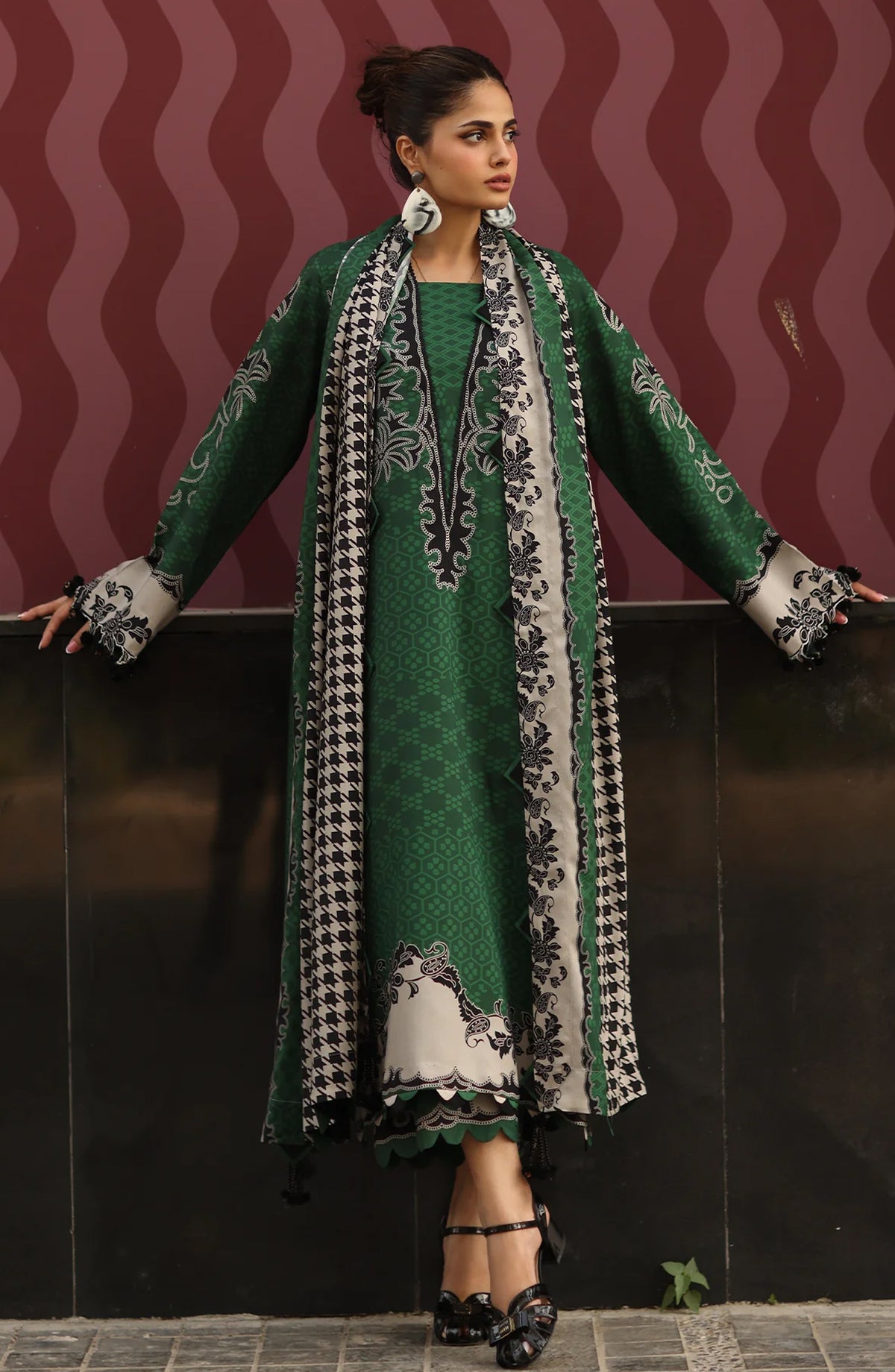 Charizma C-Prints Printed Staple Unstitched 3 Piece Suit - CPW5-14 - CHZ25CW - Green - Winter Collection