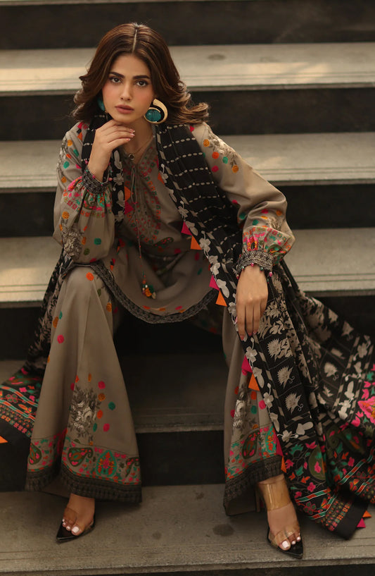 Charizma C-Prints Printed Staple Unstitched 3 Piece Suit - CPW5-13 - CHZ25CW - Grey - Winter Collection