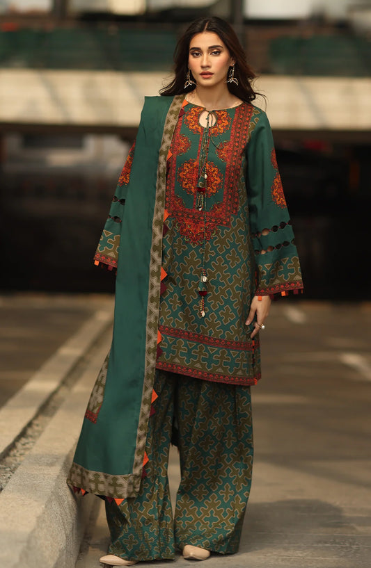 Charizma C-Prints Printed Staple Unstitched 3 Piece Suit - CPW5-11 - CHZ25CW - Green - Winter Collection