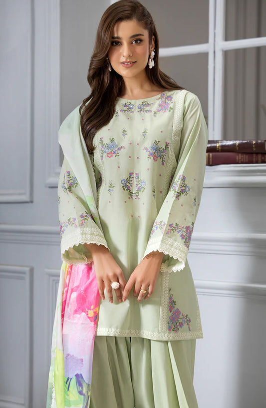 Afiay Embroidered Lawn Stitched 3 Piece Suit - Chashm E Naaz - AFY25PR - Green - Summer Collection