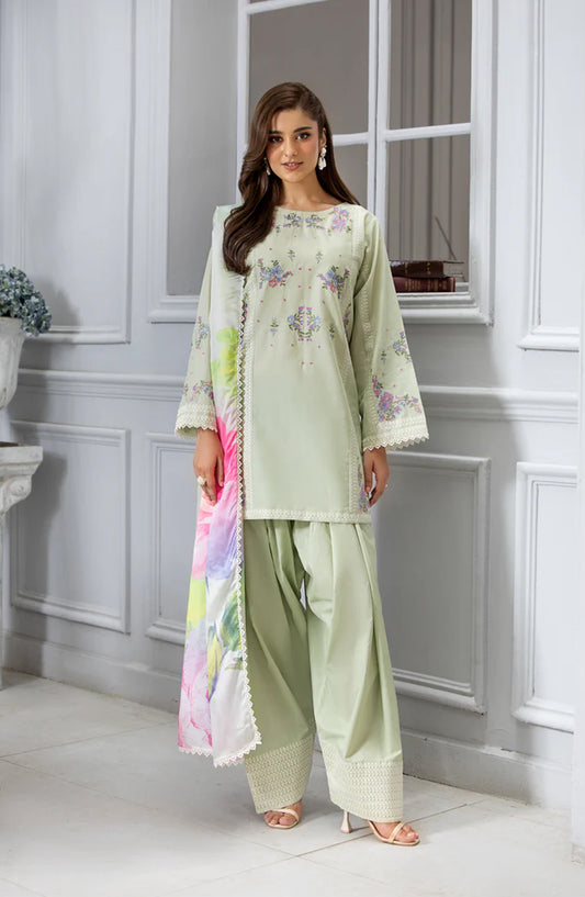 Afiay Embroidered Lawn Stitched 3 Piece Suit - Chashm E Naaz - AFY25PR - Green - Summer Collection