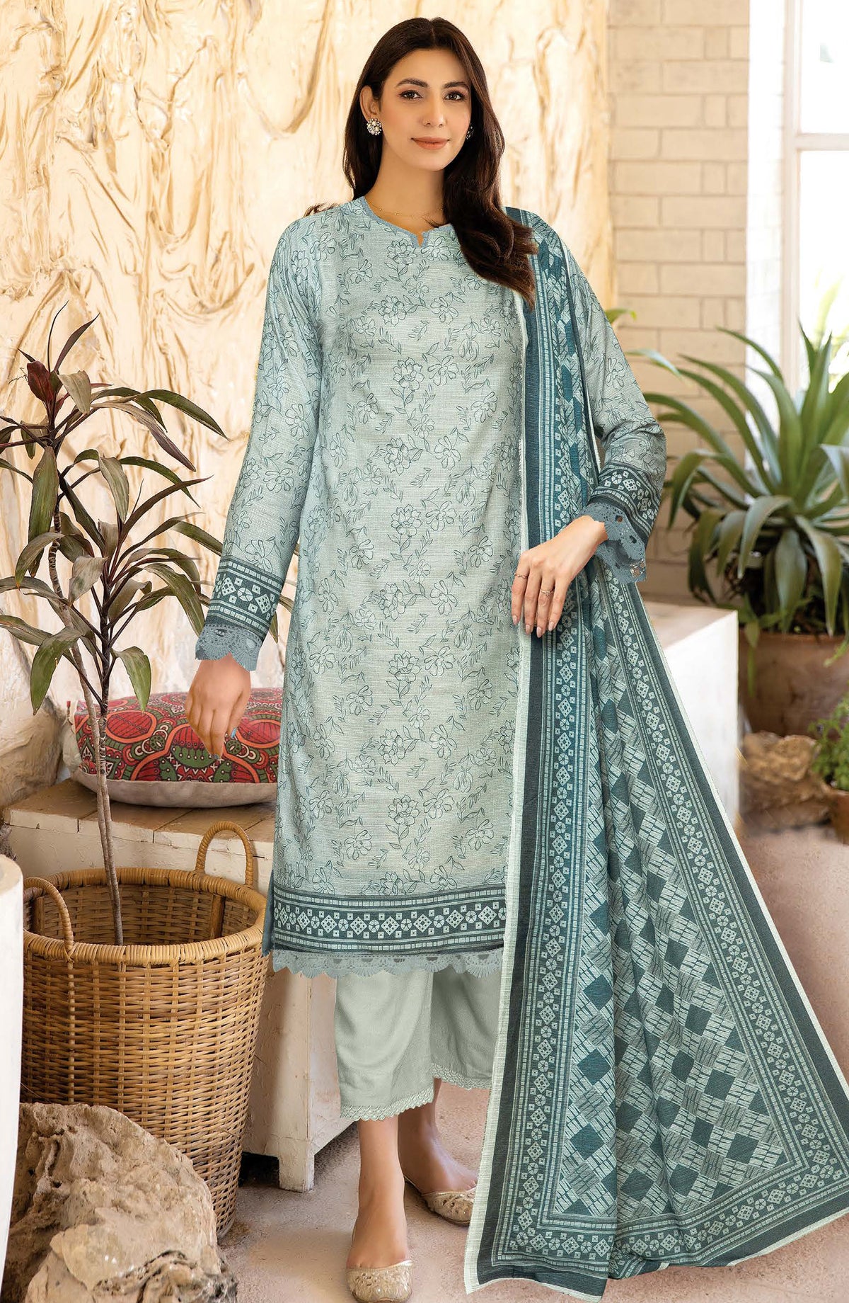 Class by Johra Printed Lawn Unstitched 3 Piece Suit - JH-1155 - JH25CLAS - Blue - Casual Collection