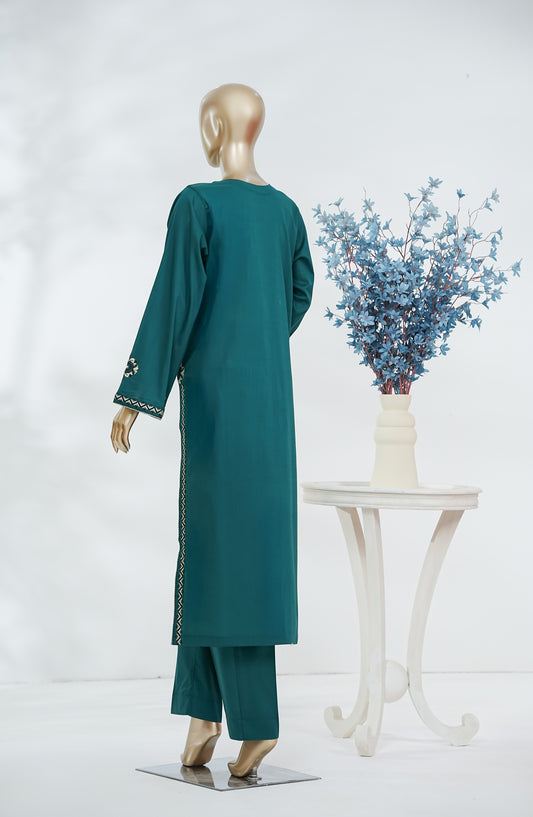 Cmeili by Amna Khadija Solid Slub Lawn Stitched 2 Piece Co-ords Set - AKCF-01 - AM26AKCF - Green - Summer Collection