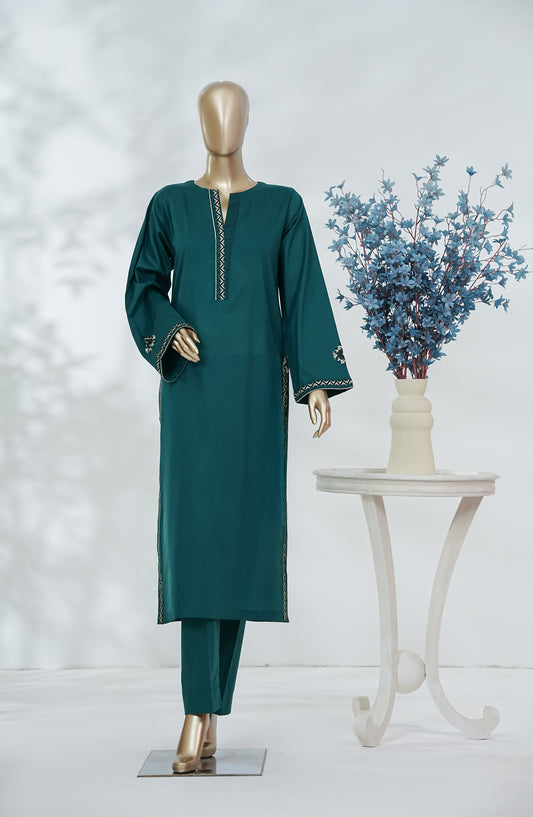 Cmeili by Amna Khadija Solid Slub Lawn Stitched 2 Piece Co-ords Set - AKCF-01 - AM26AKCF - Green - Summer Collection