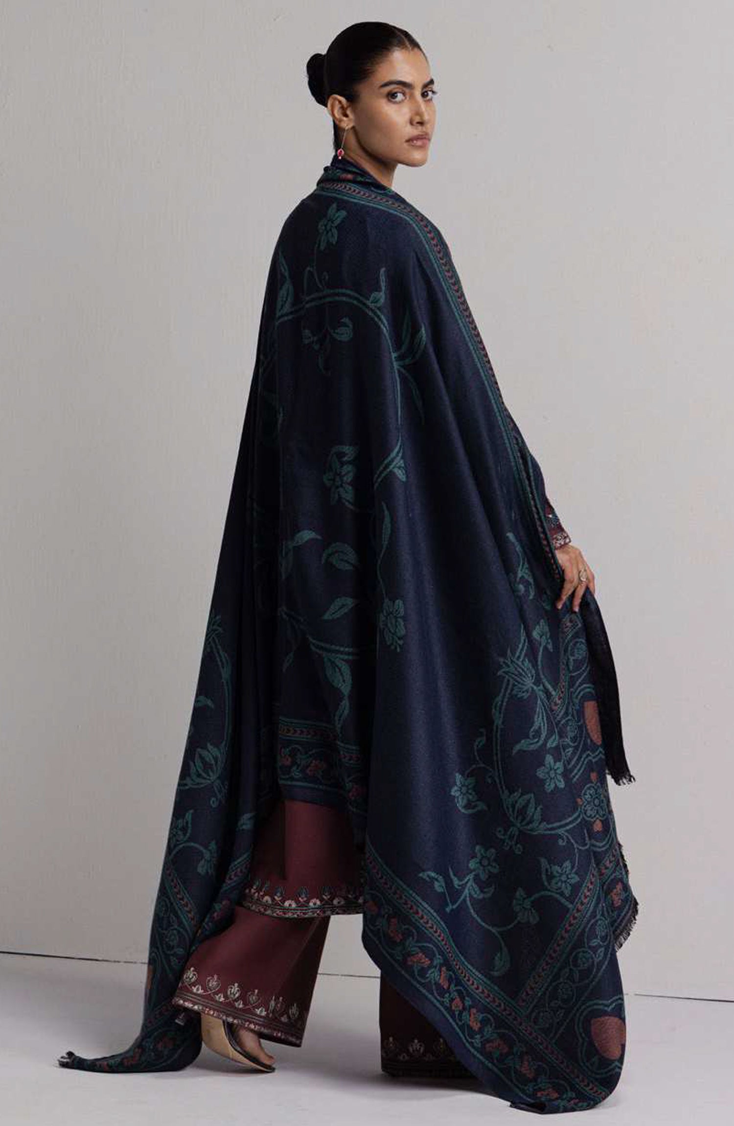 Coco by Zara Shahjahan Embroidered Khaddar Unstitched 3 Piece Suit - D-1A - ZS26CW - Burgundy - Winter Collection