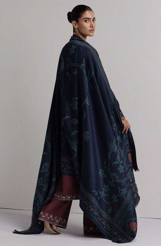 Coco by Zara Shahjahan Embroidered Khaddar Unstitched 3 Piece Suit - D-1A - ZS26CW - Burgundy - Winter Collection
