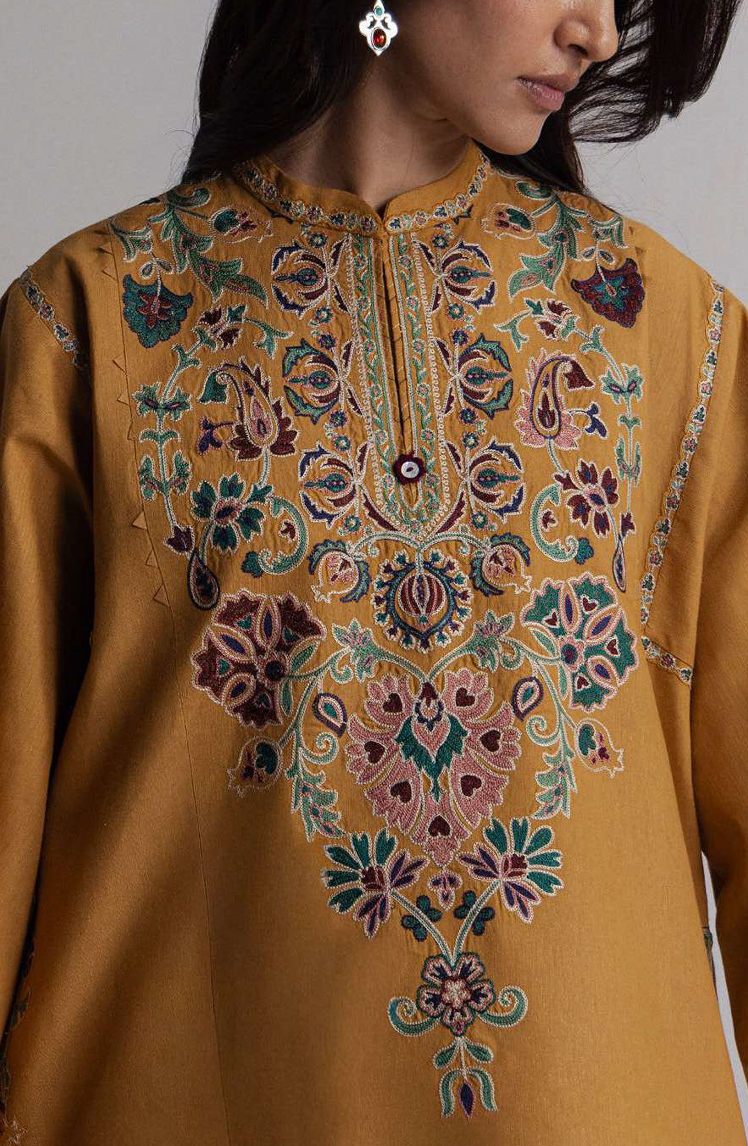 Coco by Zara Shahjahan Embroidered Karandi Unstitched 3 Piece Suit - D-2A - ZS26CW - Mustard - Winter Collection
