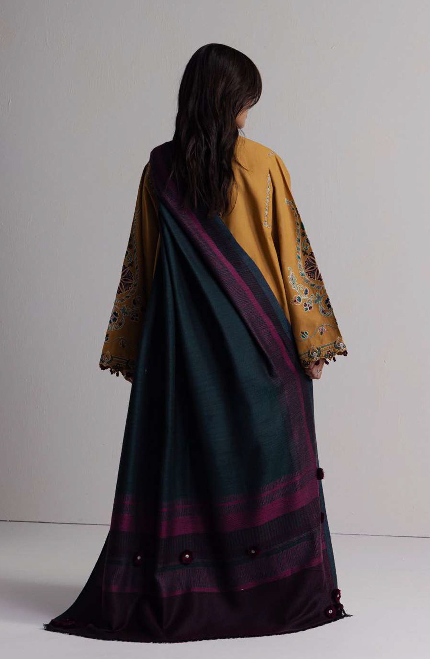 Coco by Zara Shahjahan Embroidered Karandi Unstitched 3 Piece Suit - D-2A - ZS26CW - Mustard - Winter Collection