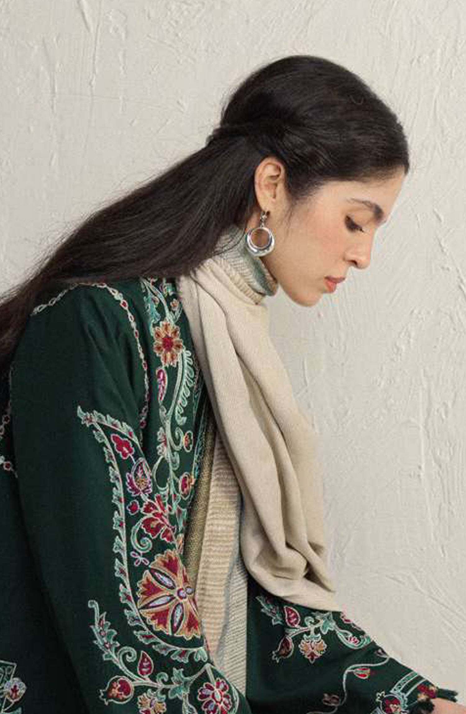 Coco by Zara Shahjahan Embroidered Karandi Unstitched 3 Piece Suit - D-2B - ZS26CW - Green - Winter Collection