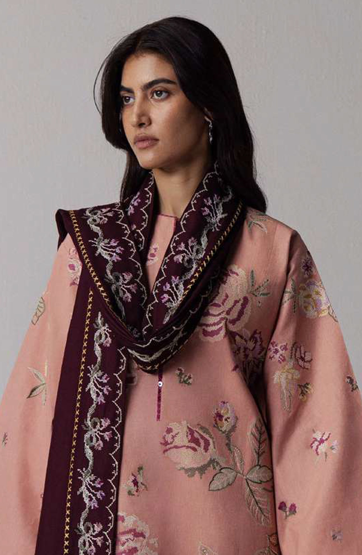 Coco by Zara Shahjahan Embroidered Karandi Unstitched 3 Piece Suit - D-3A - ZS26CW - Pink - Winter Collection