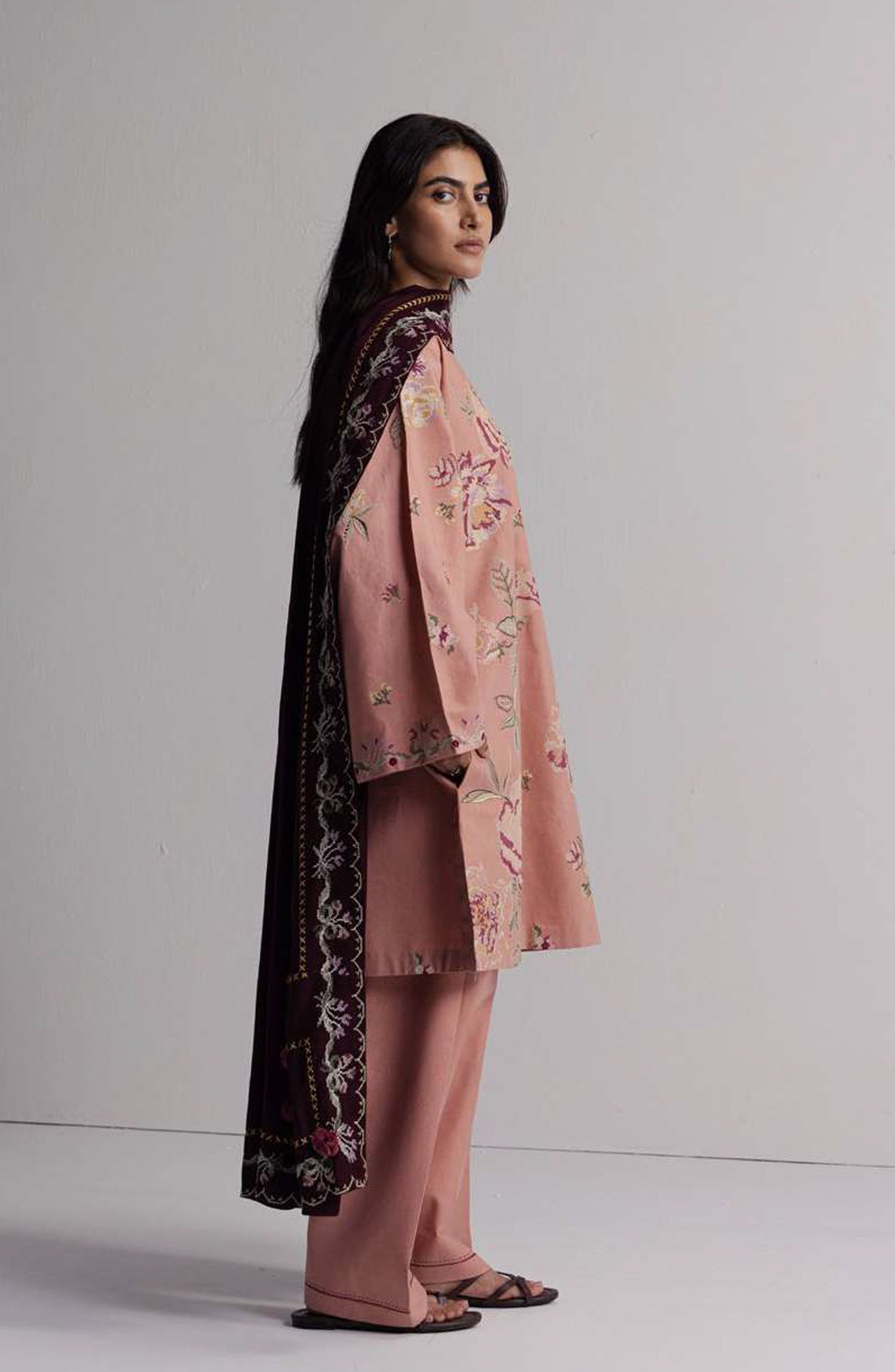 Coco by Zara Shahjahan Embroidered Karandi Unstitched 3 Piece Suit - D-3A - ZS26CW - Pink - Winter Collection