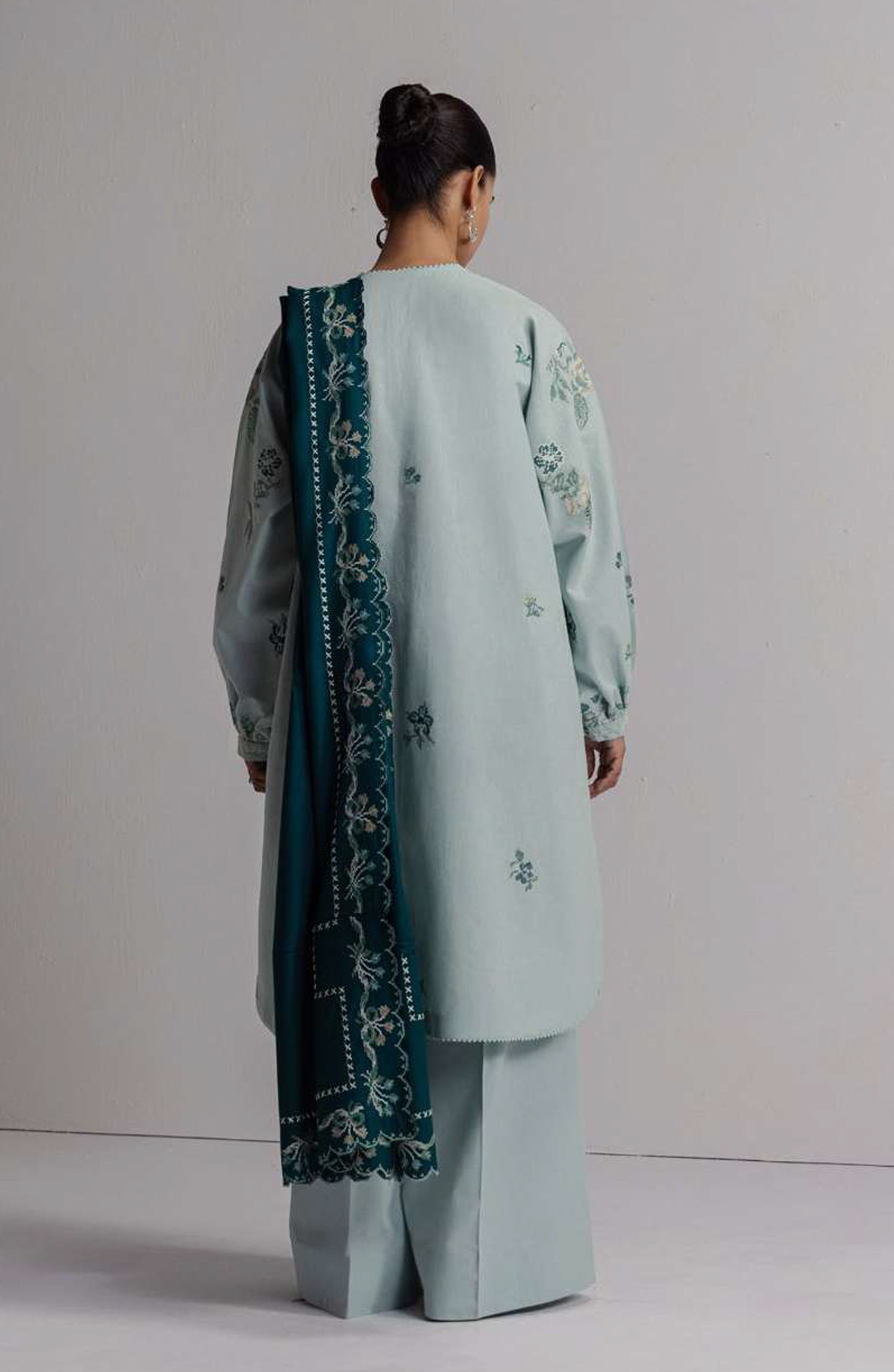 Coco by Zara Shahjahan Embroidered Karandi Unstitched 3 Piece Suit - D-3B - ZS26CW - Ice Blue - Winter Collection