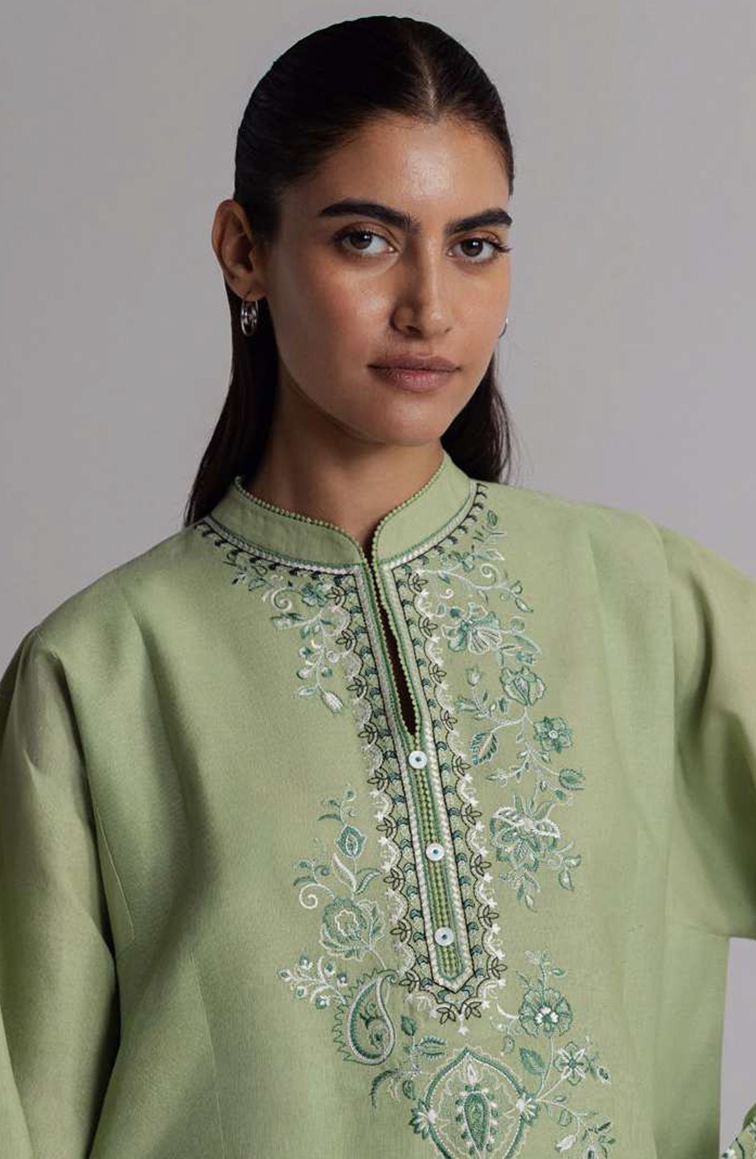 Coco by Zara Shahjahan Embroidered Khaddar Unstitched 3 Piece Suit - D-4B - ZS26CW - Green - Winter Collection