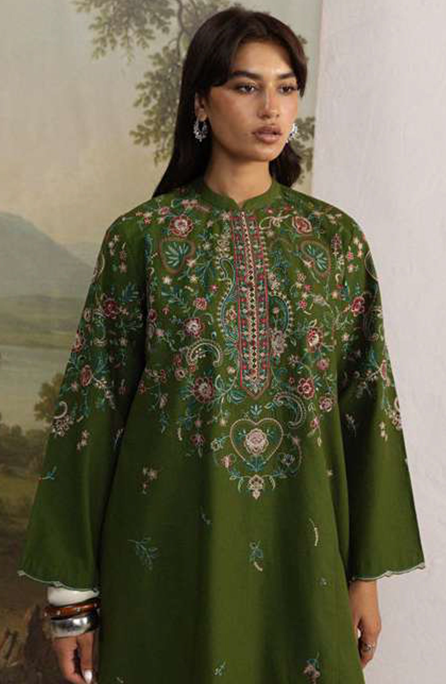Coco by Zara Shahjahan Embroidered Karandi Unstitched 3 Piece Suit - D-5B - ZS26CW - Green - Winter Collection