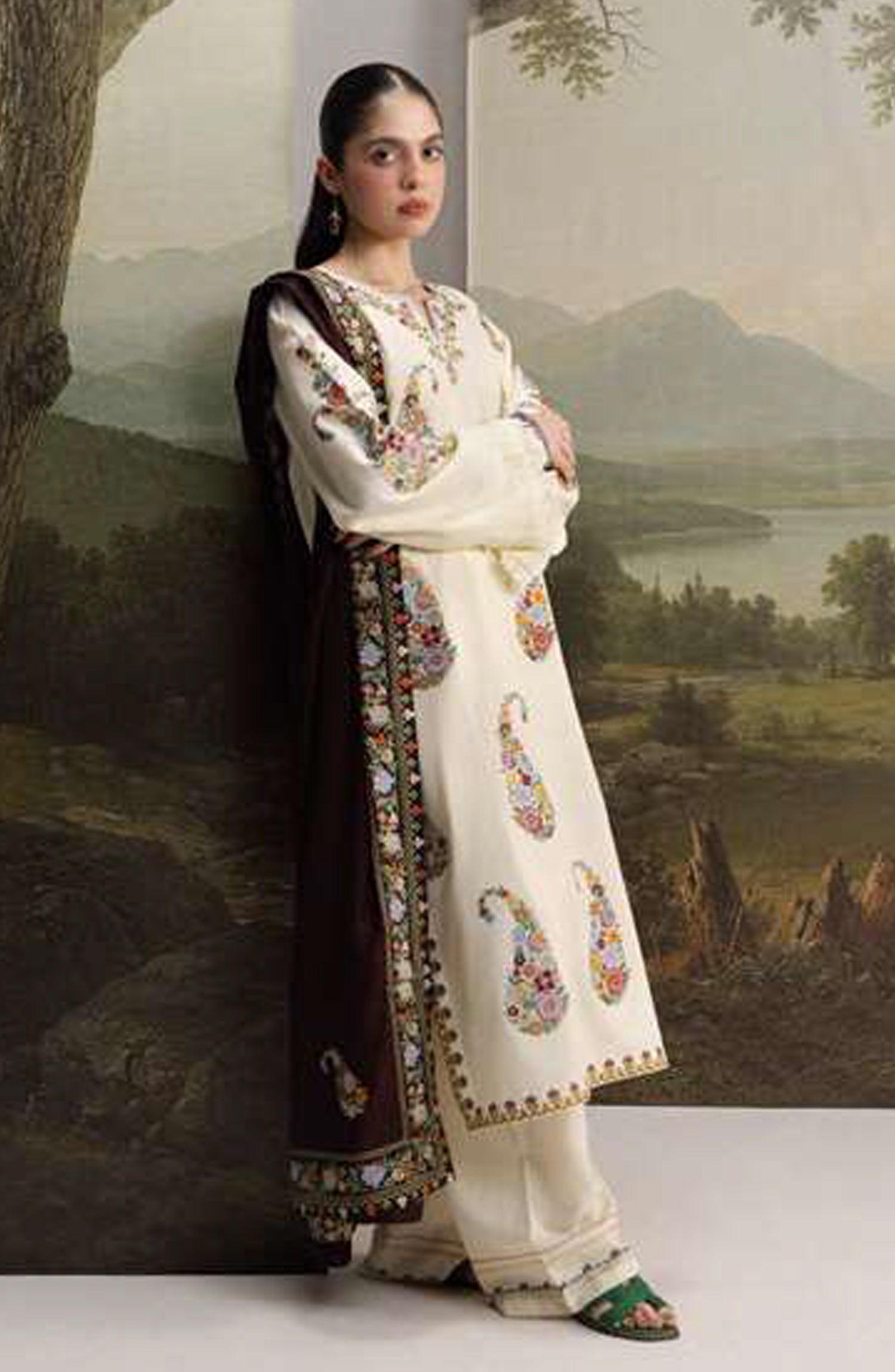 Coco by Zara Shahjahan Embroidered Khaddar Unstitched 3 Piece Suit - D-6A - ZS26CW - Off White - Winter Collection
