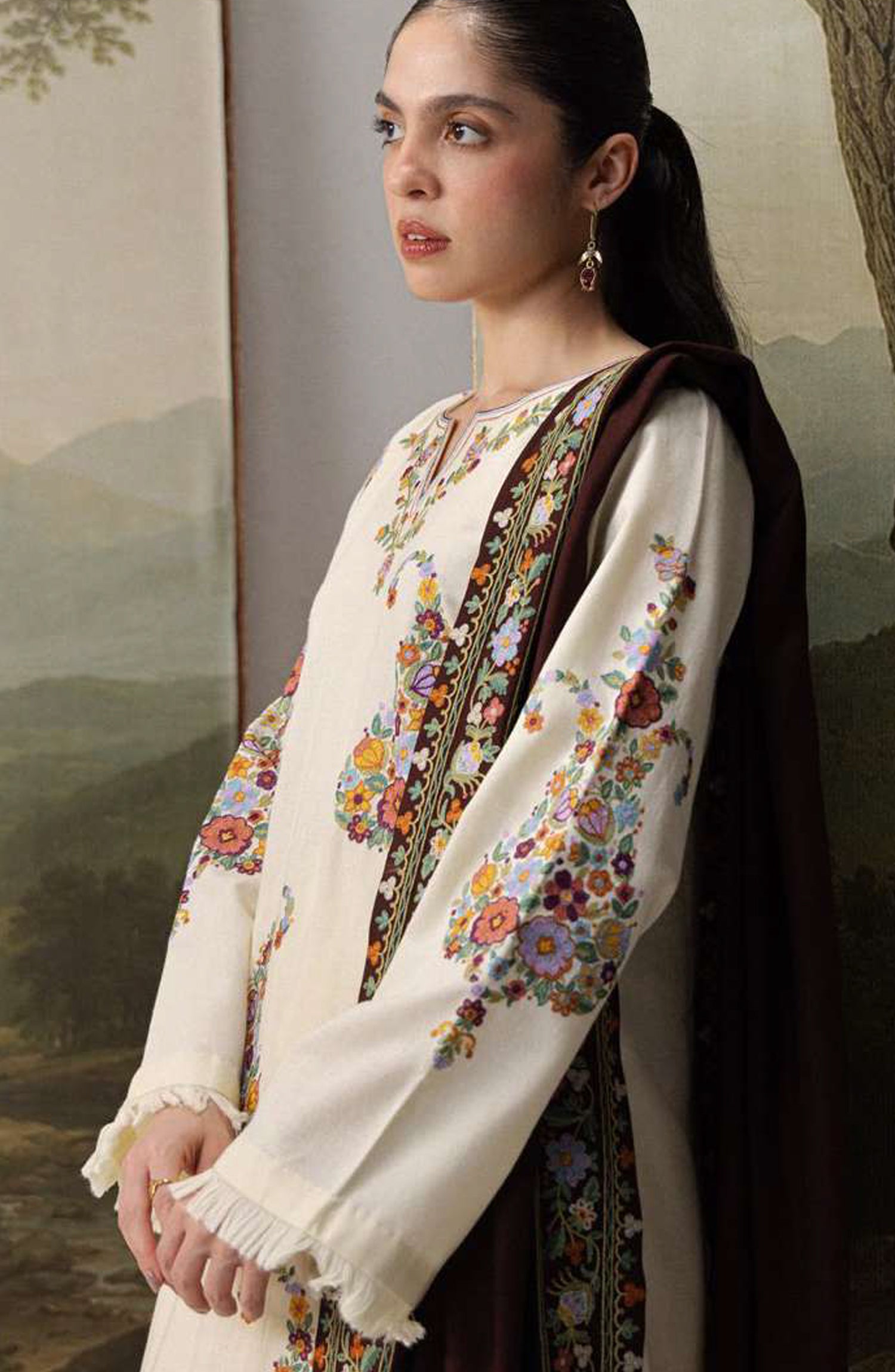 Coco by Zara Shahjahan Embroidered Khaddar Unstitched 3 Piece Suit - D-6A - ZS26CW - Off White - Winter Collection