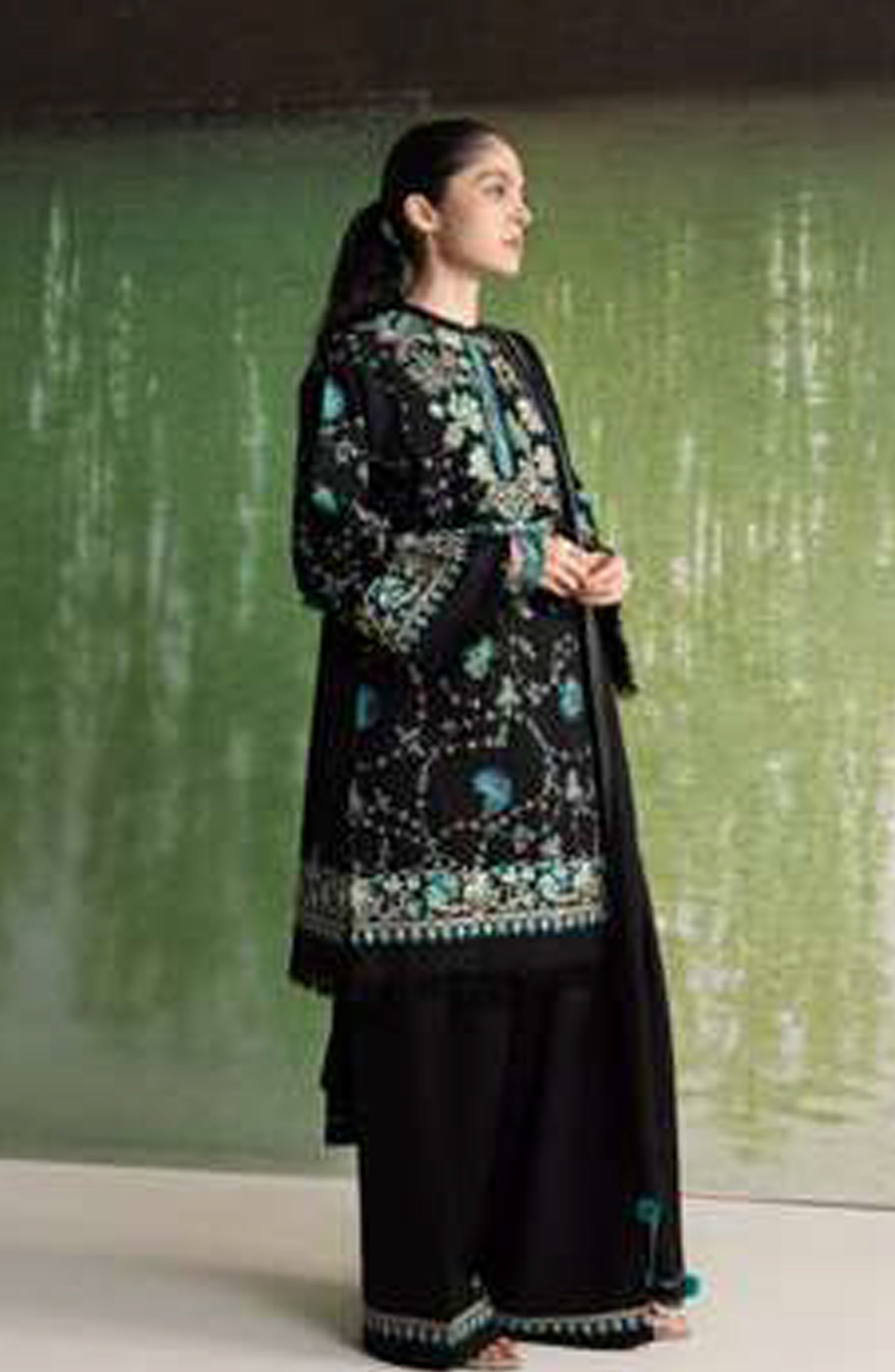 Coco by Zara Shahjahan Embroidered Karandi Unstitched 3 Piece Suit - D-7B - ZS26CW - Black - Winter Collection