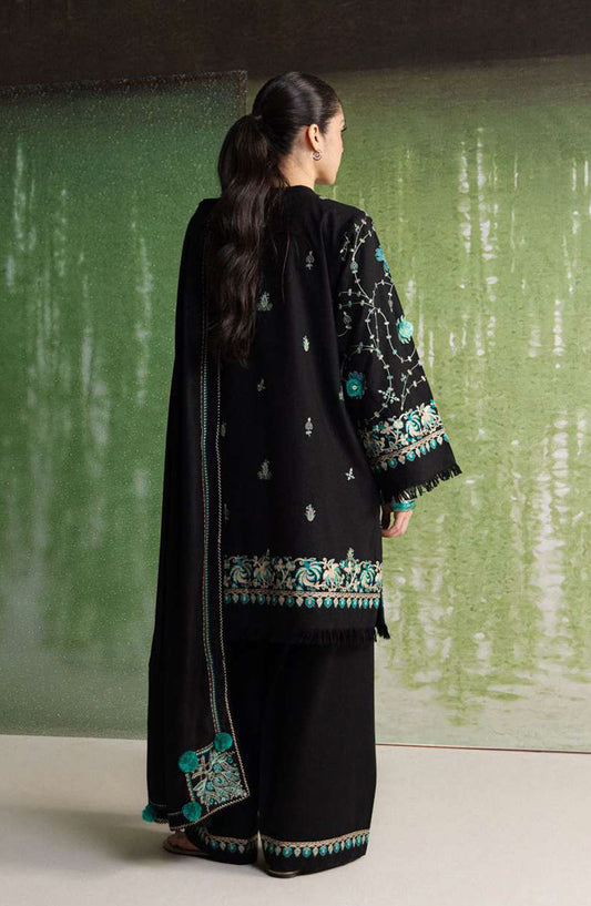 Coco by Zara Shahjahan Embroidered Karandi Unstitched 3 Piece Suit - D-7B - ZS26CW - Black - Winter Collection