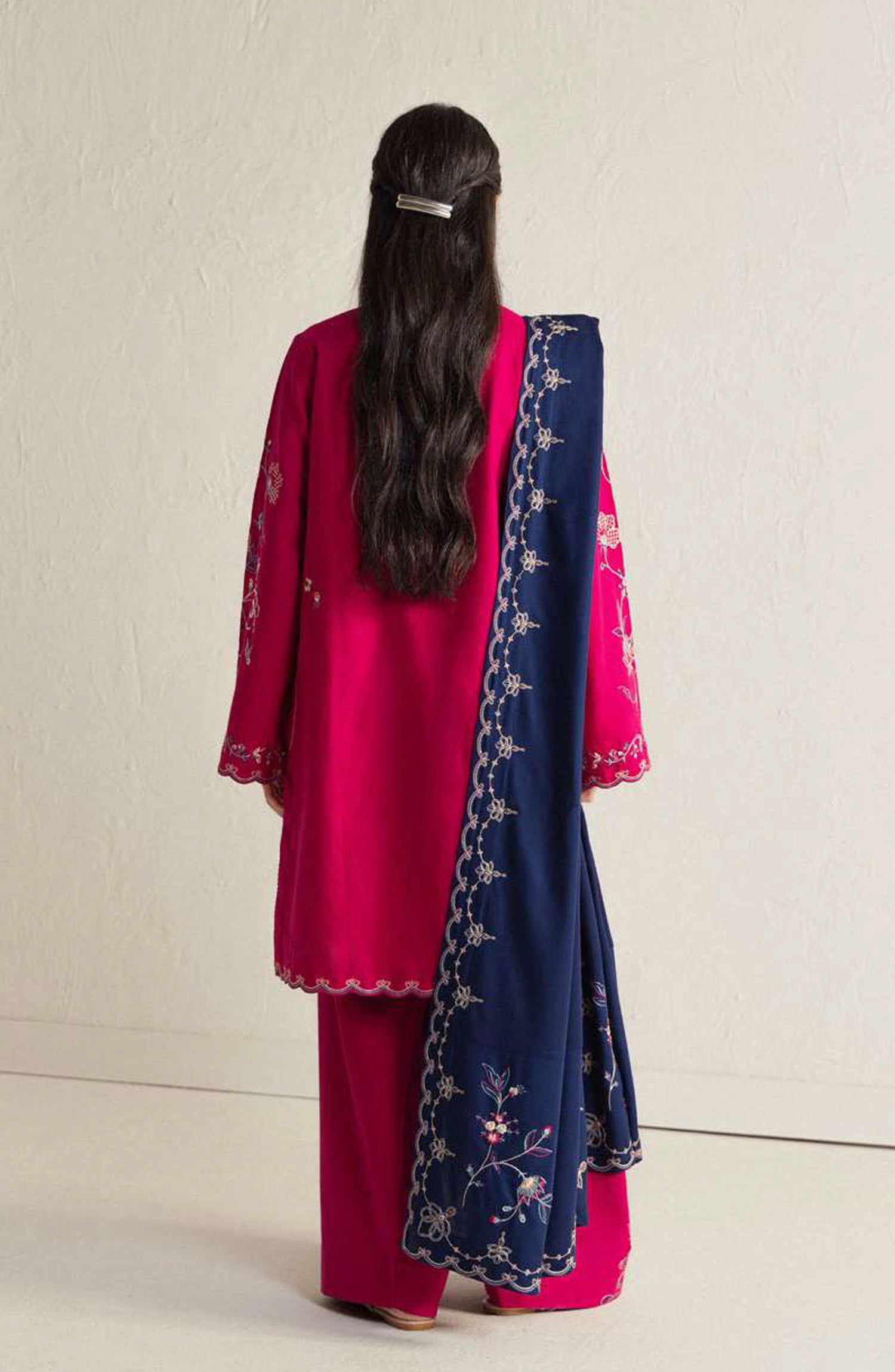 Coco by Zara Shahjahan Embroidered Khaddar Unstitched 3 Piece Suit - D-8B - ZS26CW - Pink - Winter Collection