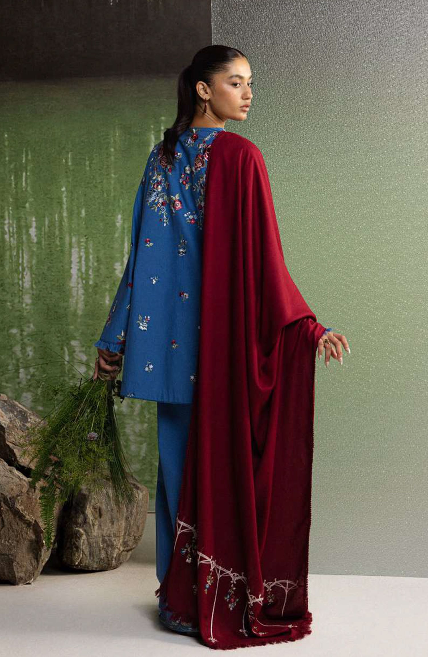 Coco by Zara Shahjahan Embroidered Karandi Unstitched 3 Piece Suit - D-9A - ZS26CW - Blue - Winter Collection