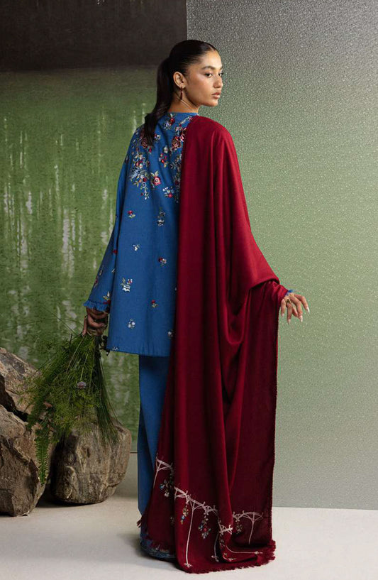 Coco by Zara Shahjahan Embroidered Karandi Unstitched 3 Piece Suit - D-9A - ZS26CW - Blue - Winter Collection